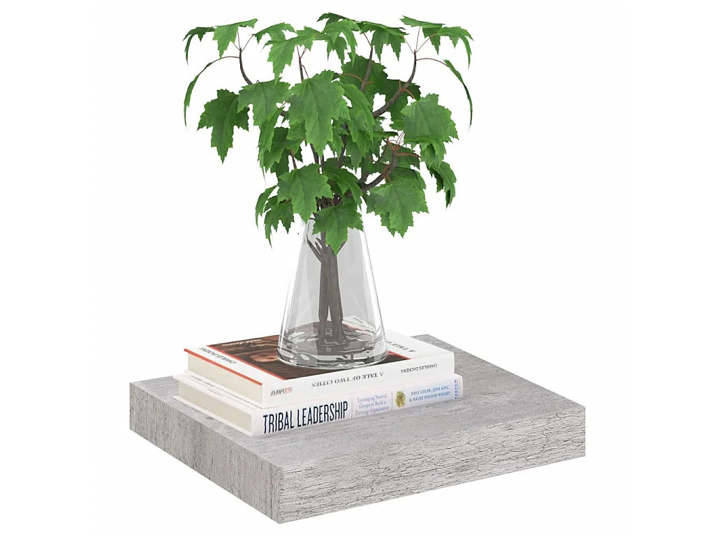 Étagère murale murale gris béton 23x23,5x3,8 cm MDF OFR19537 BonneVie Meuble