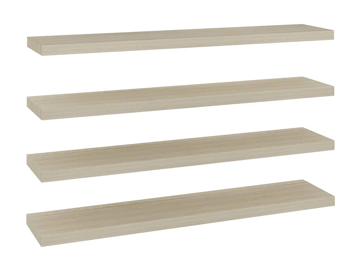 Étagères murales murales 4 pcs chêne 120x23,5x3,8 cm MDF OFR58541 BonneVie Meuble