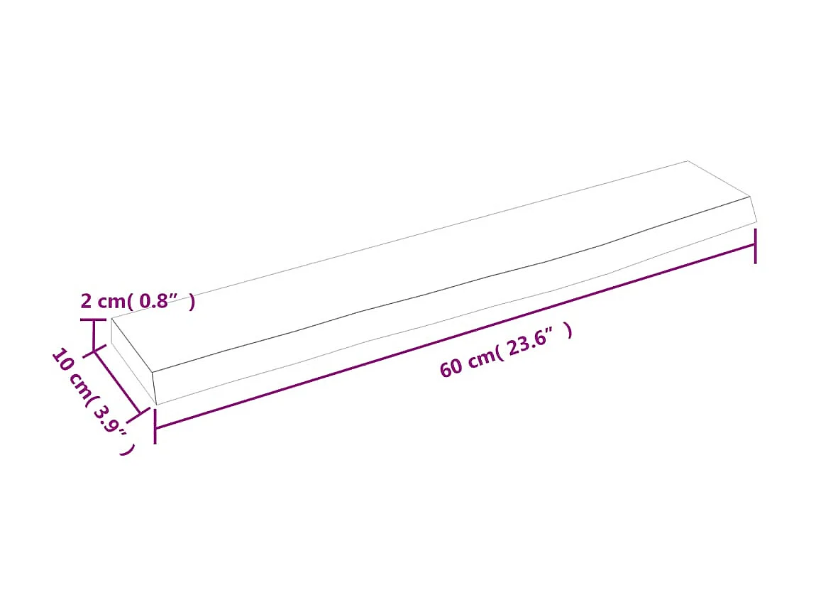 Étagère murale marron clair 60x10x2 cm bois chêne massif traité OFR87450 BonneVie Meuble