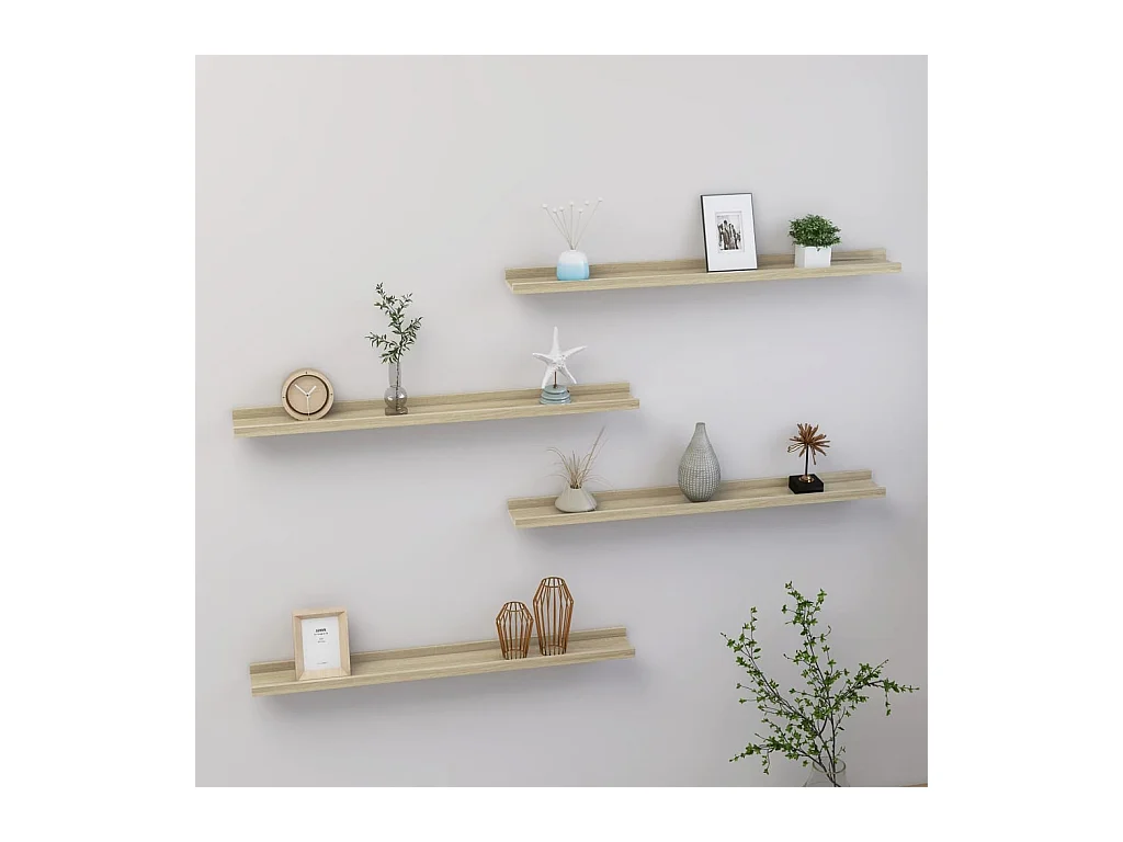 Étagères murales 4 pcs chêne sonoma 80x9x3 cm OFR36530 BonneVie Meuble