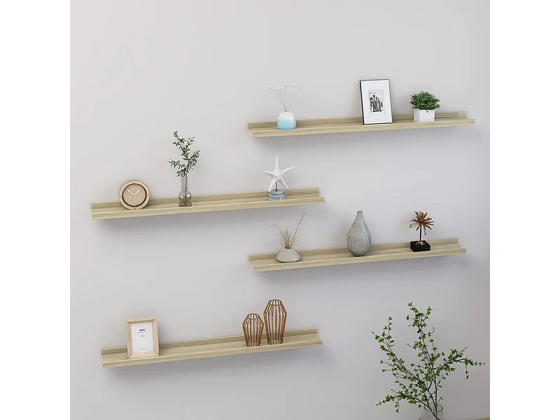 Étagères murales 4 pcs chêne sonoma 80x9x3 cm OFR36530 BonneVie Meuble