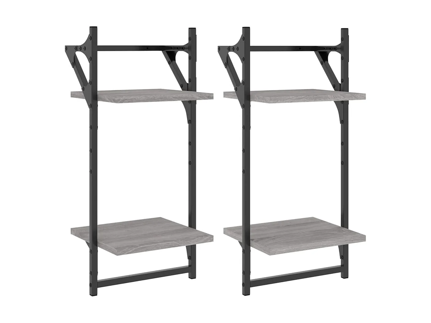 Étagères murales à 2 niveaux avec barres 2 pcs sonoma gris OFR29355 BonneVie Meuble