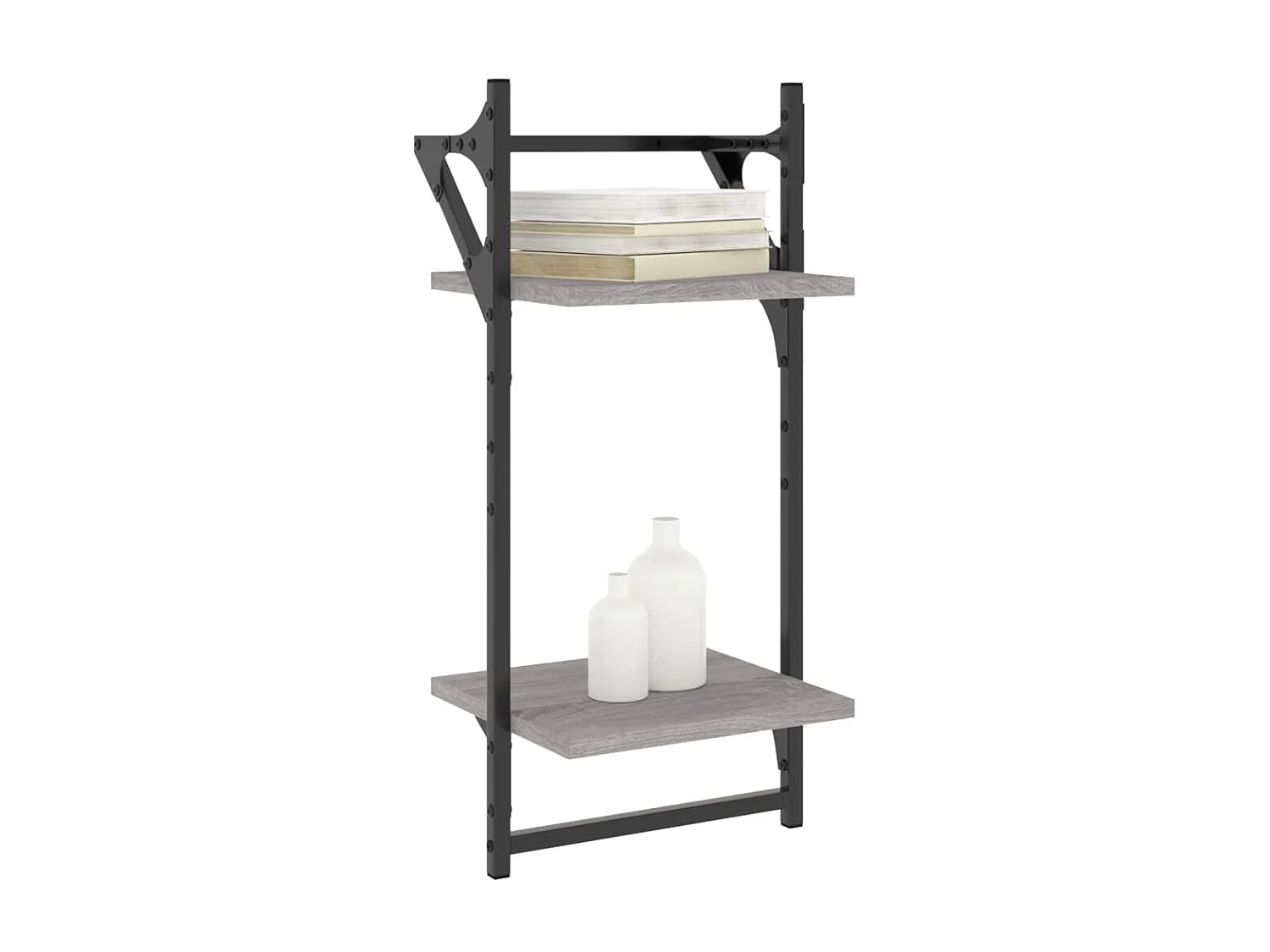 Étagères murales à 2 niveaux avec barres 2 pcs sonoma gris OFR29355 BonneVie Meuble