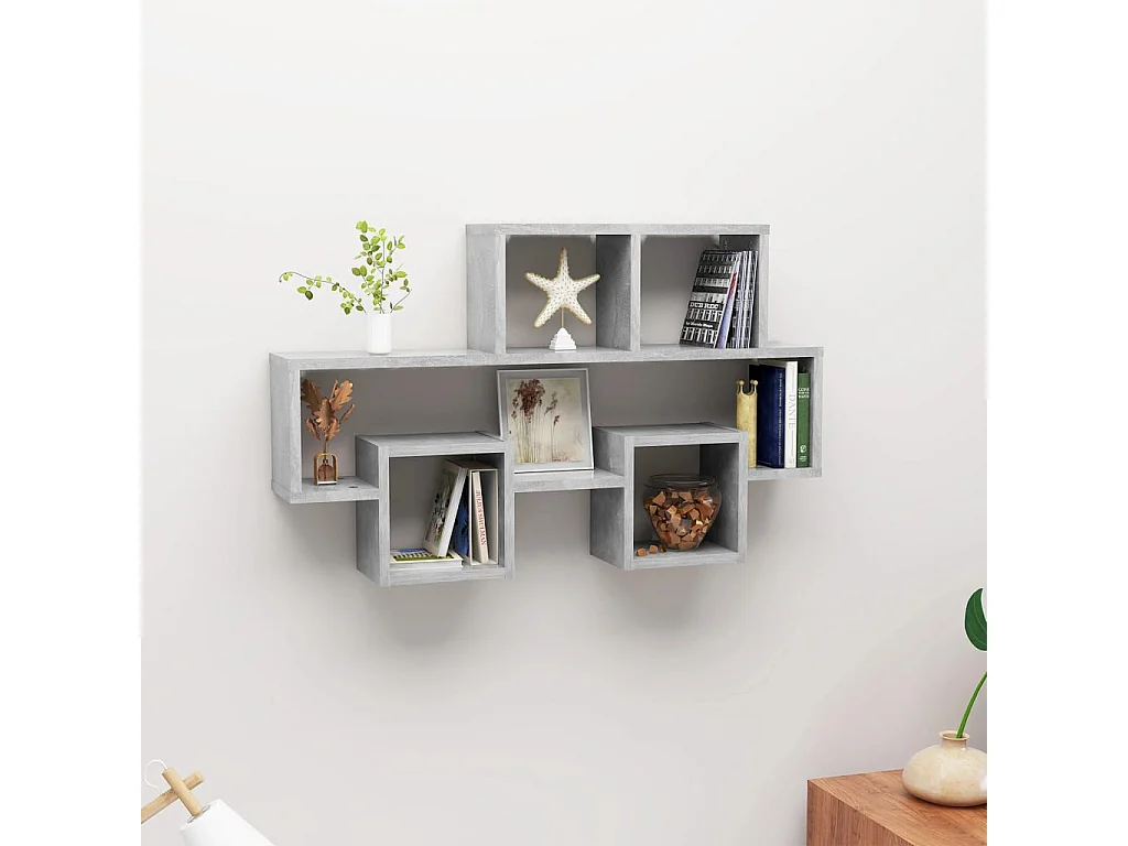 Étagère murale forme d'auto Gris béton 82x15x51 cm Aggloméré OFR50295 BonneVie Meuble