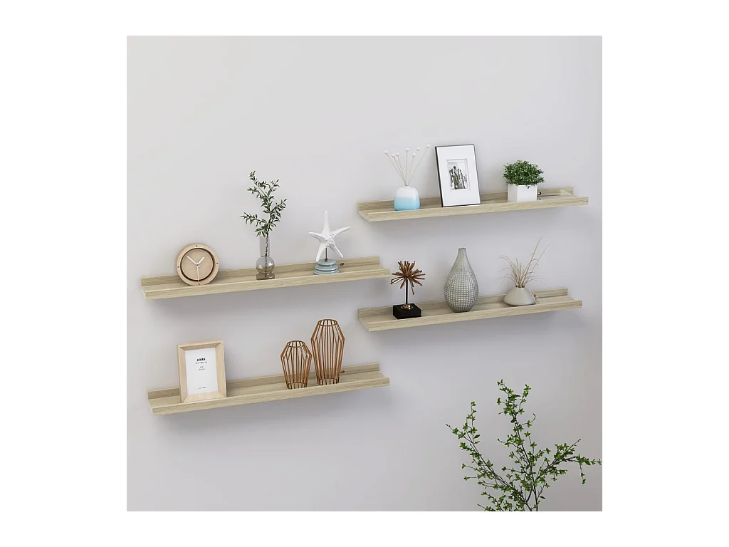 Étagères murales 4 pcs chêne sonoma 60x9x3 cm OFR87735 BonneVie Meuble