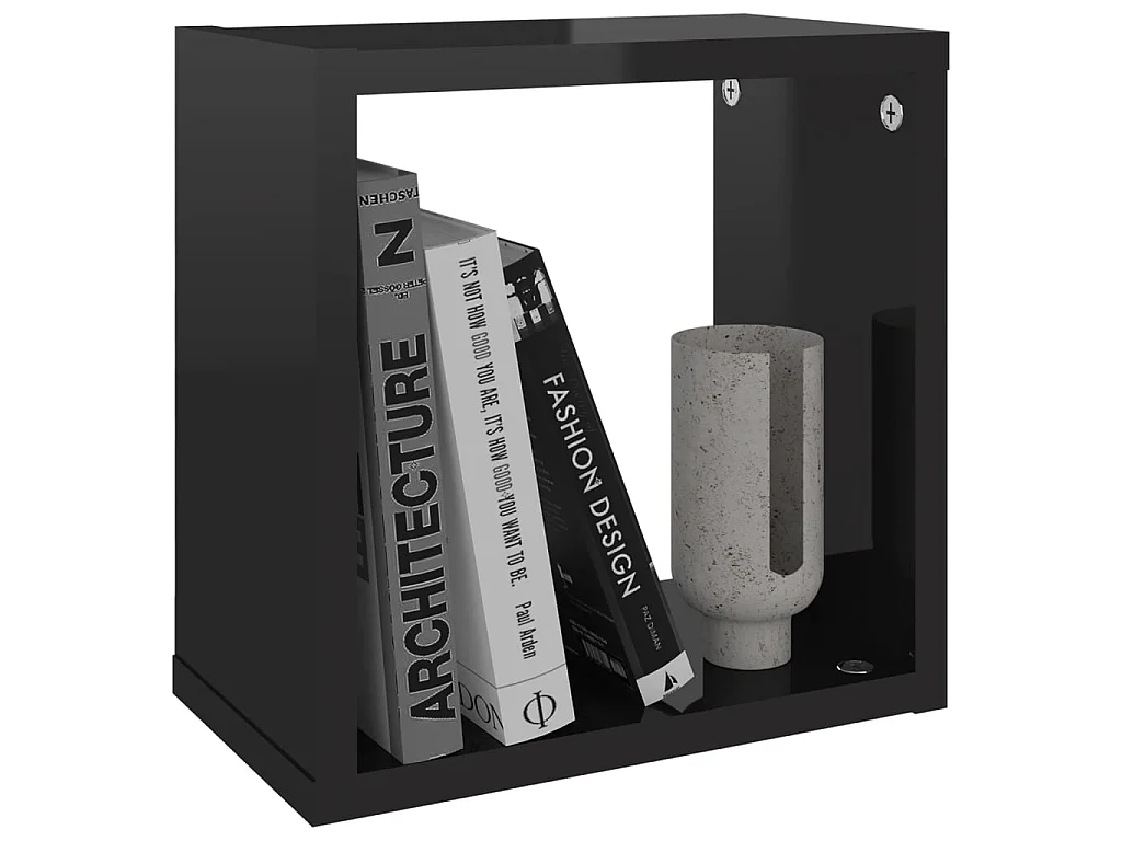 Étagères cube murales 6 pcs Noir brillant 26x15x26 cm OFR62786 BonneVie Meuble