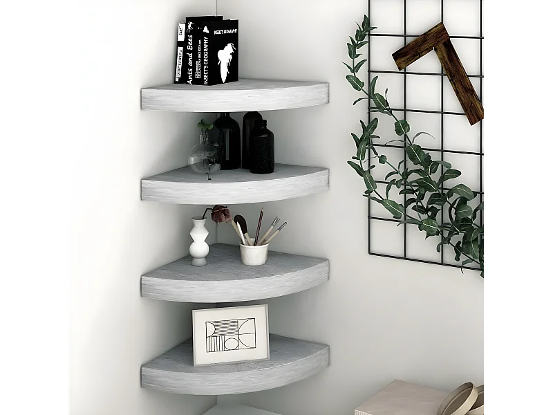 Prateleiras canto parede 4 pcs 35x35x3,8cm MDF cinzento cimento PT918955