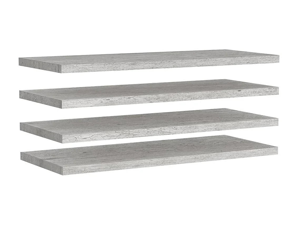 Étagères murales murales 4 pcs Gris béton 90x23,5x3,8cm MDF OFR17293 BonneVie Meuble