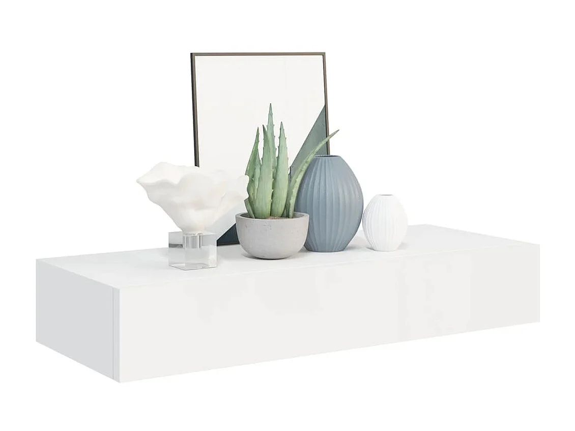 Étagères à tiroirs murales 2 pcs Blanc 60x23,5x10 cm MDF OFR87458 BonneVie Meuble