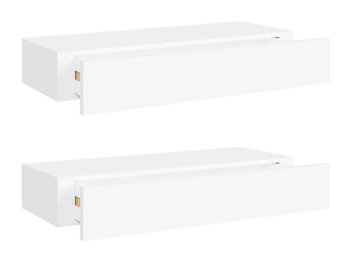 Prateleiras de parede com gavetas 2pcs MDF 60x23,5x10 cm branco PT594279