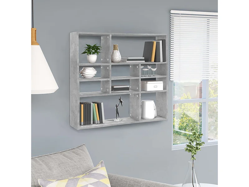 Étagère murale Gris béton 90x16x78 cm Aggloméré OFR24917 BonneVie Meuble