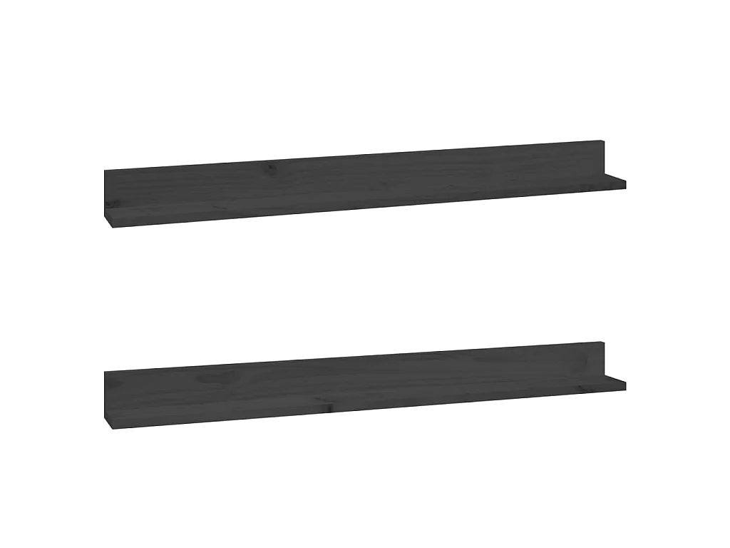Étagères murales 2 pcs Gris 110x11x9 cm Bois de pin massif OFR35874 BonneVie Meuble