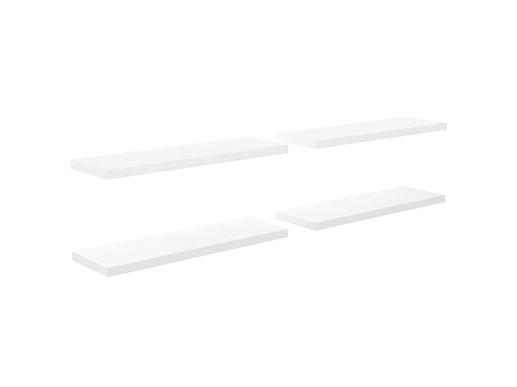 Étagère murale murale 4pcs Blanc brillant 120x23,5x3,8cm MDF OFR94246 BonneVie Meuble