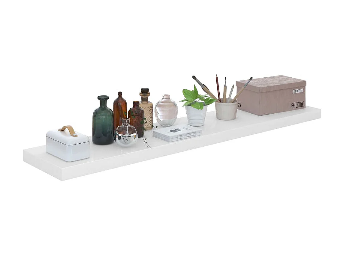 Étagère murale murale 4pcs Blanc brillant 120x23,5x3,8cm MDF OFR94246 BonneVie Meuble