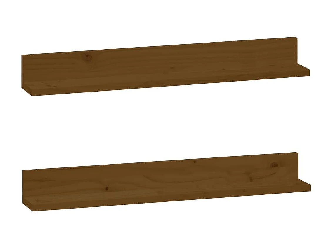 Étagères murales 2 pcs Marron miel 80x11x9cm Bois de pin massif OFR52481 BonneVie Meuble