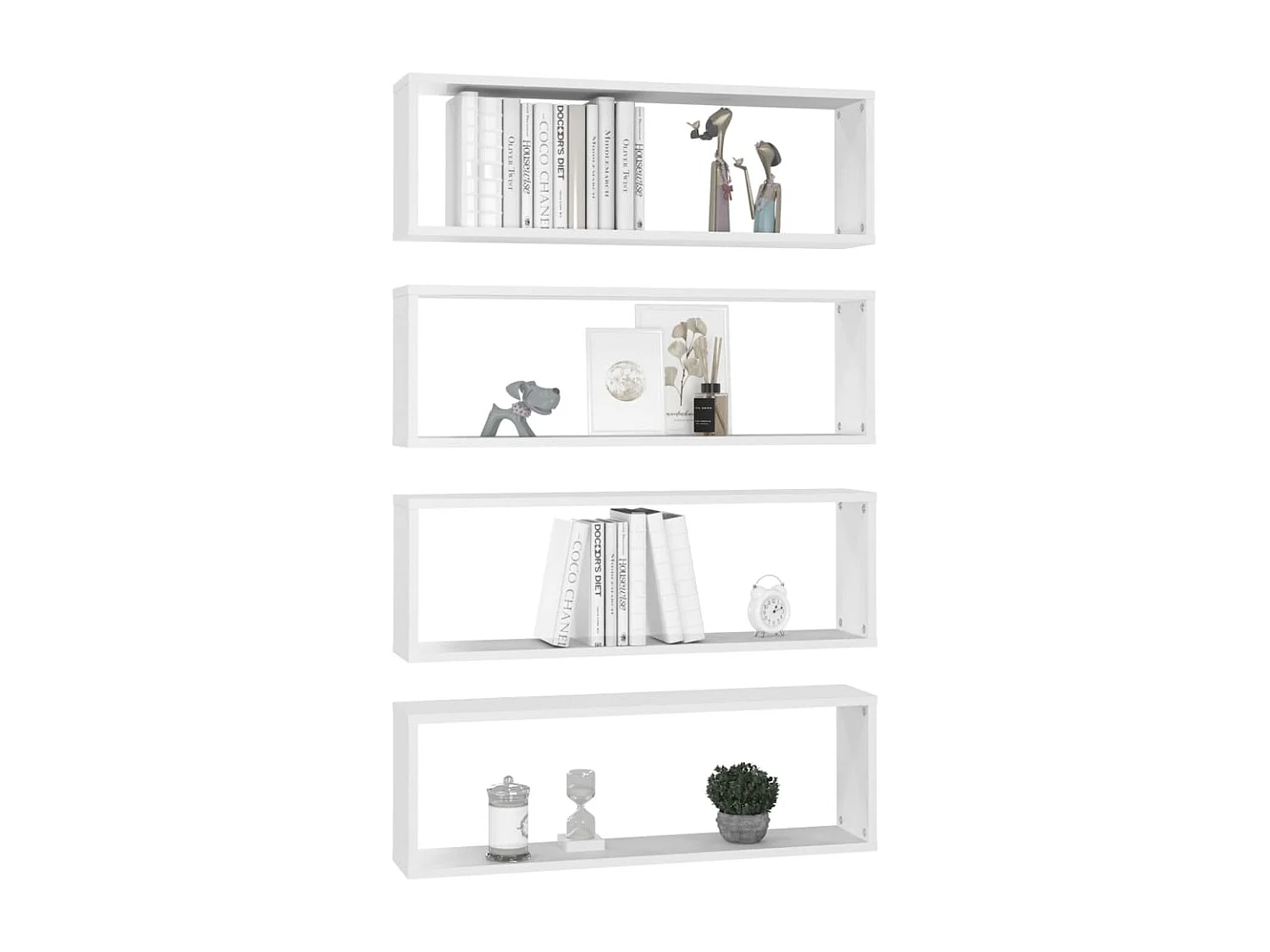 Étagères cube murales 4 pcs Blanc 80x15x26,5 cm Aggloméré OFR31302 BonneVie Meuble