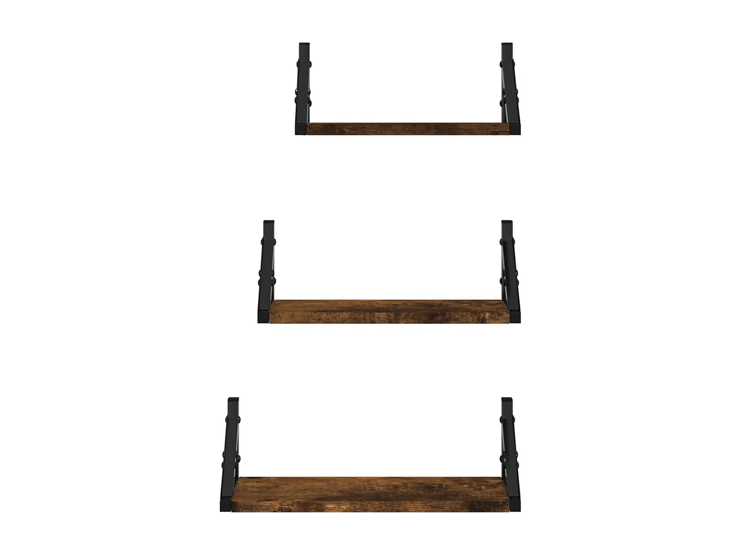 3 pcs prateleiras parede derivados de madeira carvalho fumado PT769265