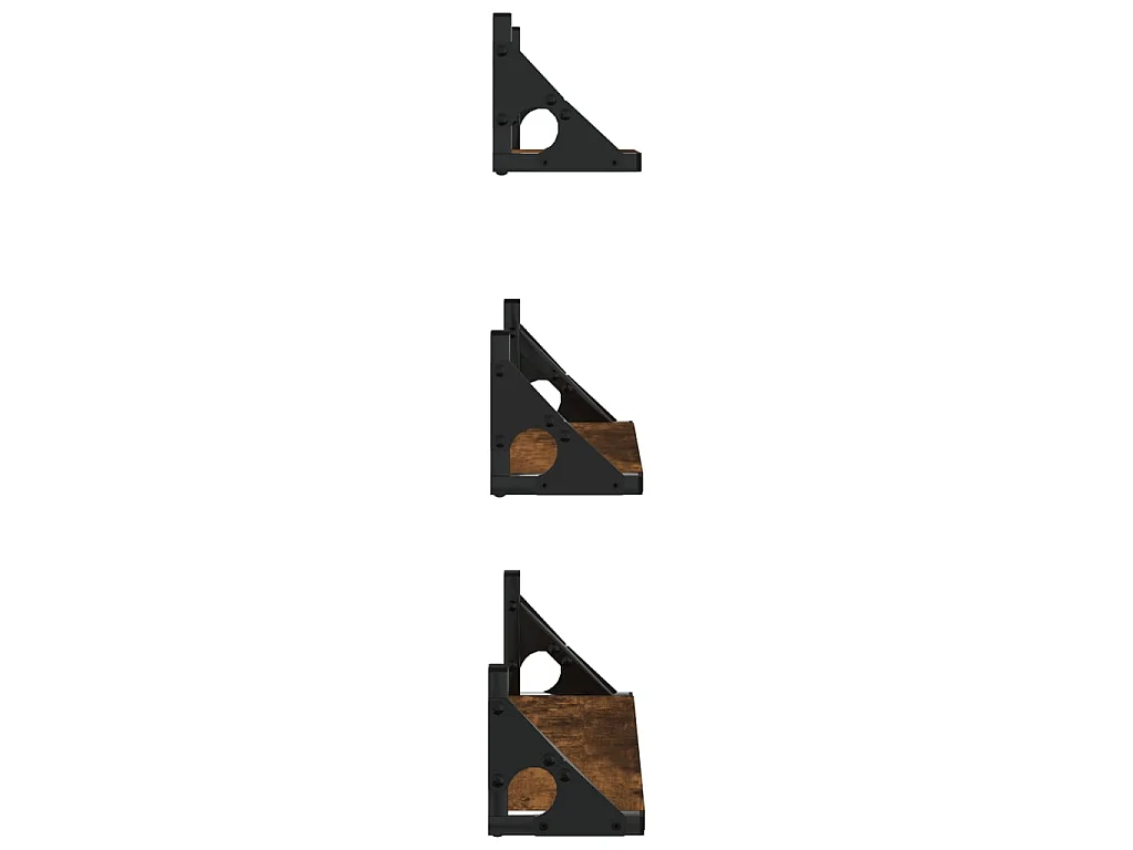 3 pcs prateleiras parede derivados de madeira carvalho fumado PT769265