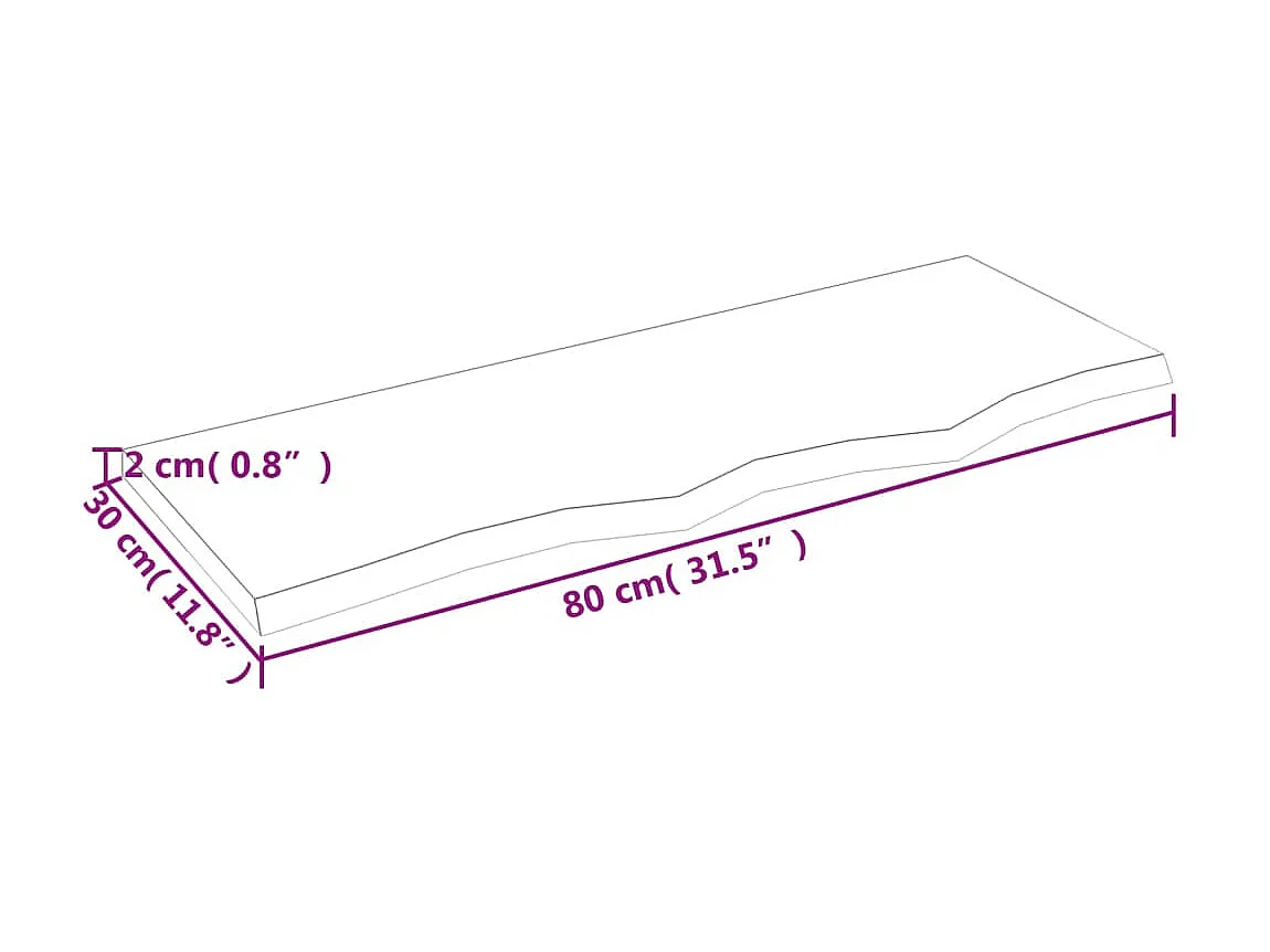 Étagère murale marron clair 80x30x2 cm bois chêne massif traité OFR83417 BonneVie Meuble