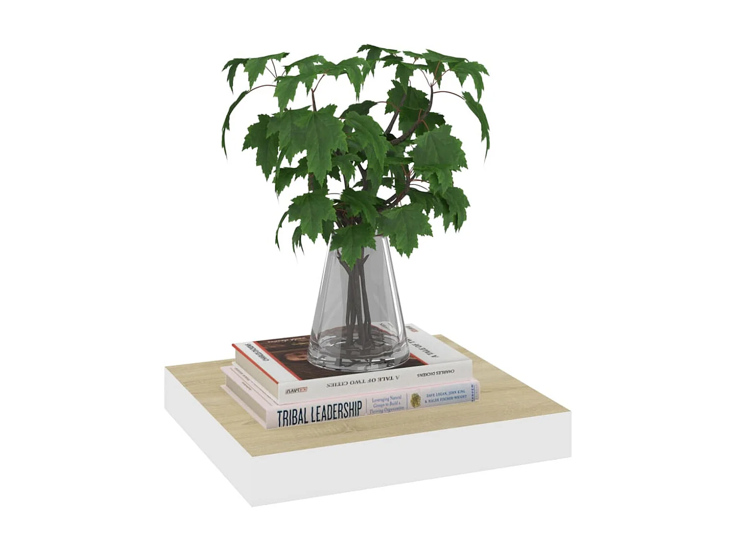 Wandschap zwevend 23x23,5x3,8 cm MDF eikenkleurig en wit NL203479