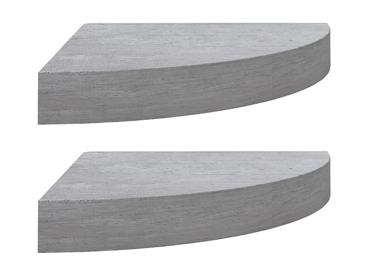 Étagères d'angle murales 2 pcs Gris béton 25x25x3,8 cm MDF OFR73355 BonneVie Meuble