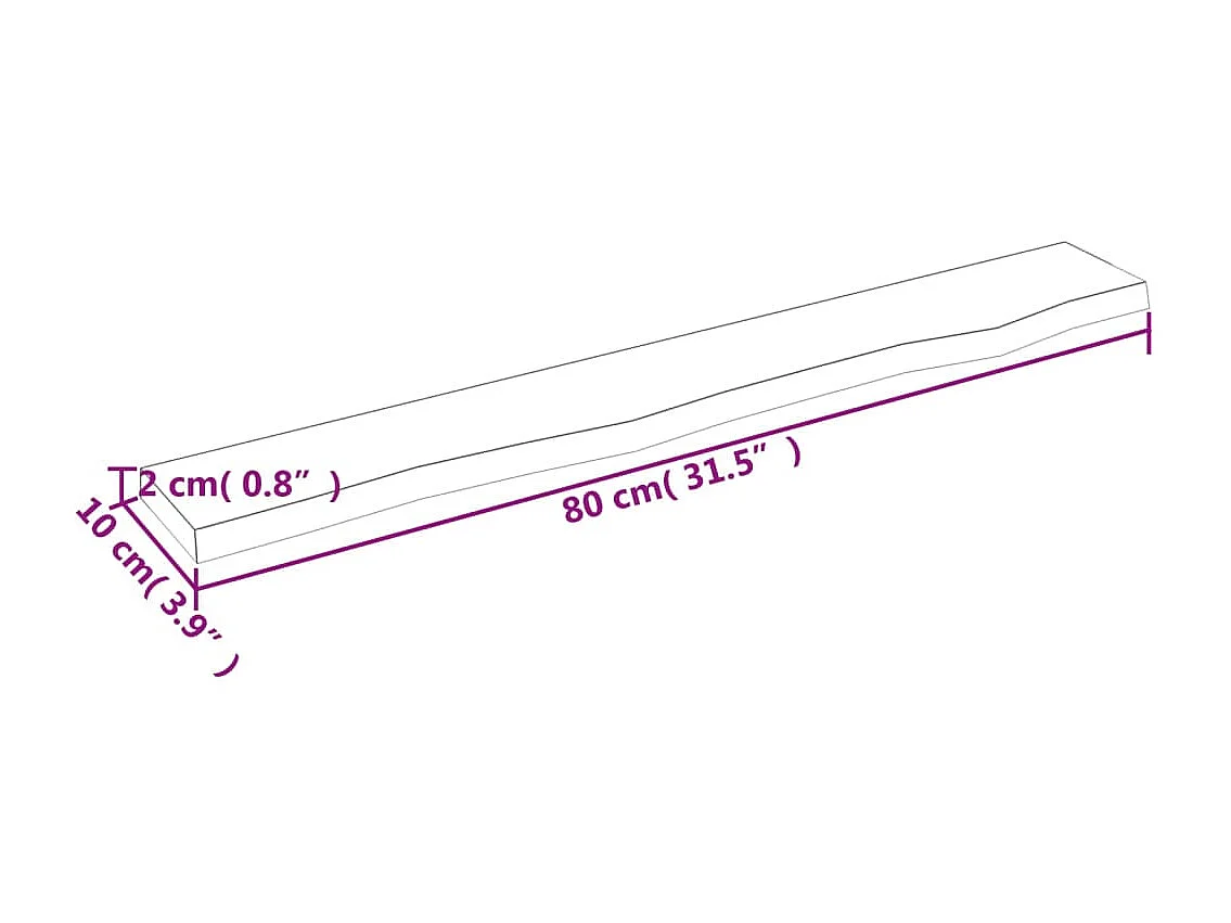 Estante de pared madera maciza de roble sin tratar 80x10x2 cm ES191840