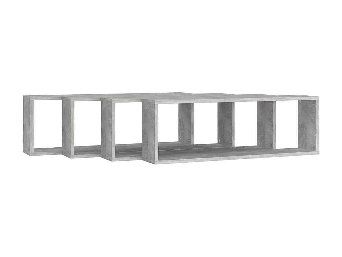Étagères cube murales 4 pcs Gris béton 80x15x26,5 cm Aggloméré OFR27624 BonneVie Meuble