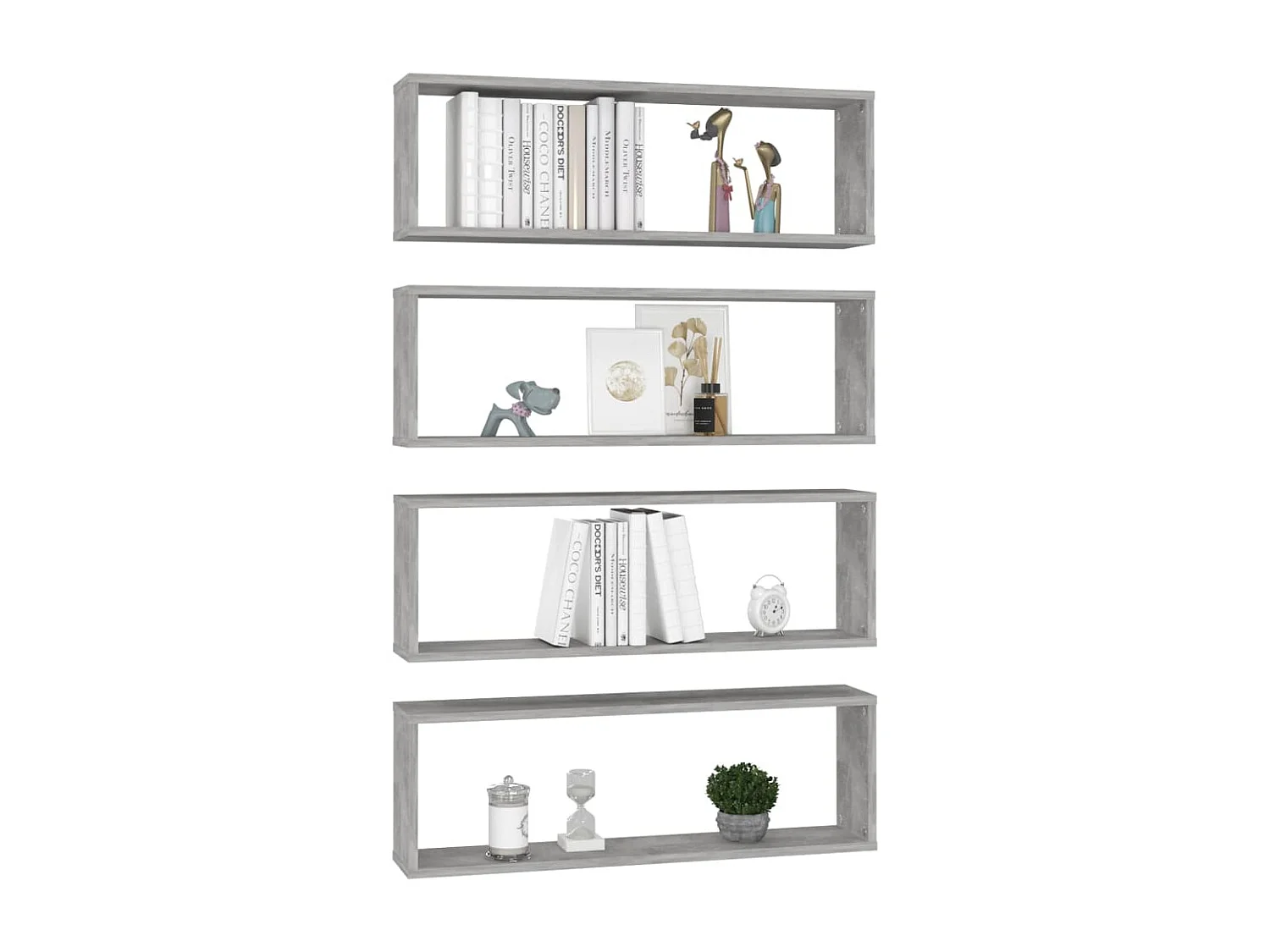 Étagères cube murales 4 pcs Gris béton 80x15x26,5 cm Aggloméré OFR27624 BonneVie Meuble