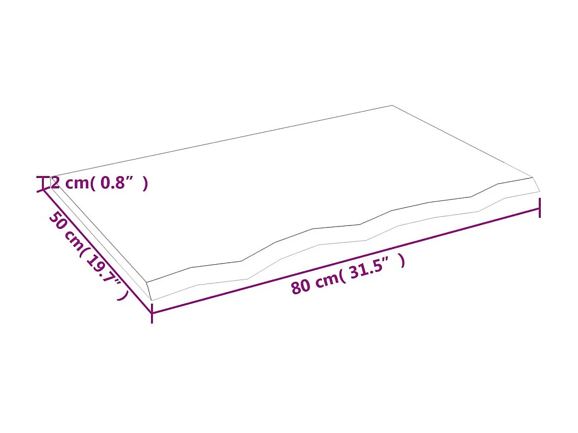 Étagère murale marron clair 80x50x2 cm bois chêne massif traité OFR23460 BonneVie Meuble