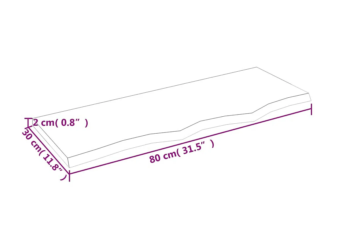 Étagère murale 80x30x2 cm bois de chêne massif non traité OFR93806 BonneVie Meuble
