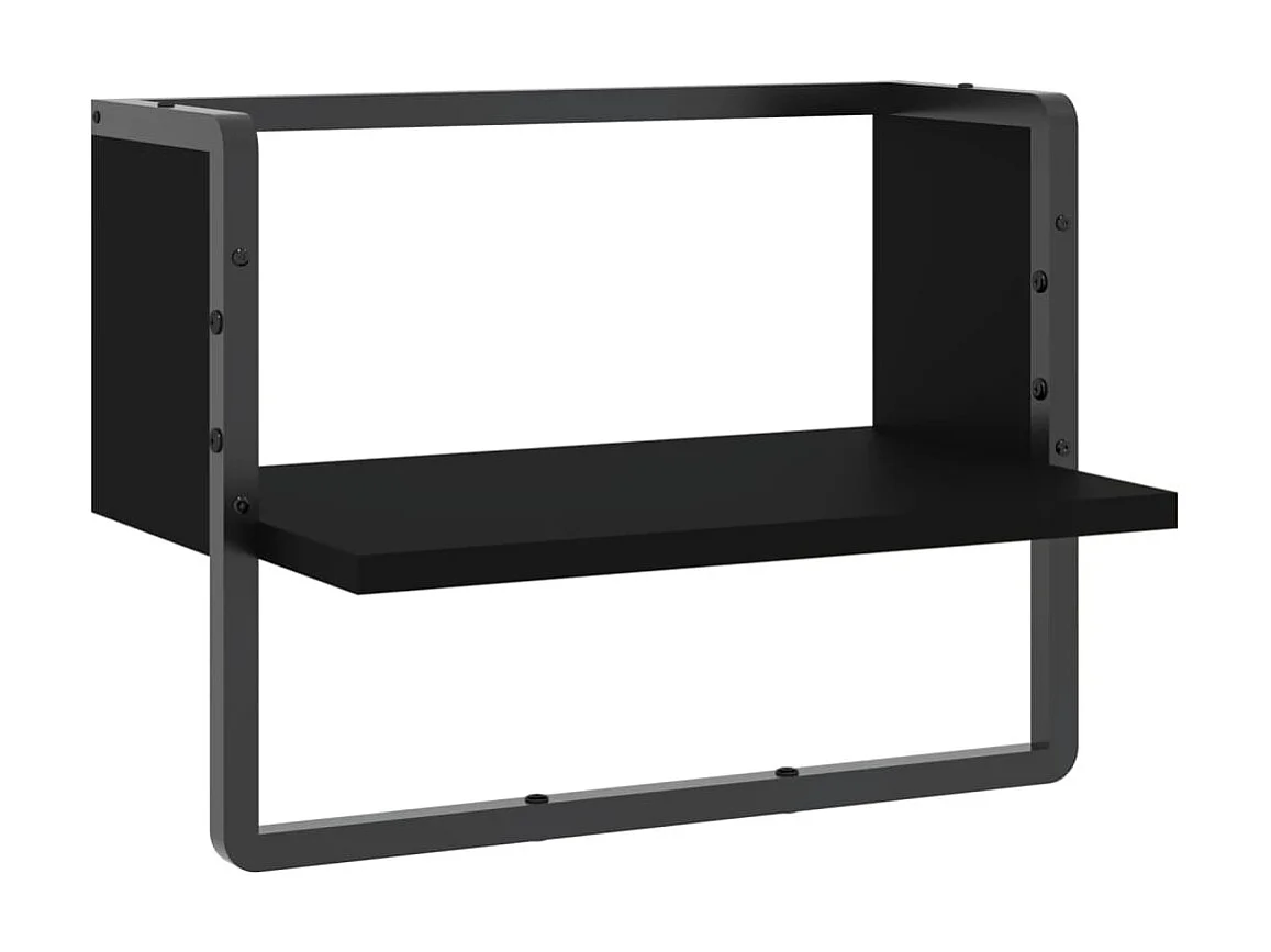 Étagère murale avec barre noir 40x25x30 cm OFR98297 BonneVie Meuble