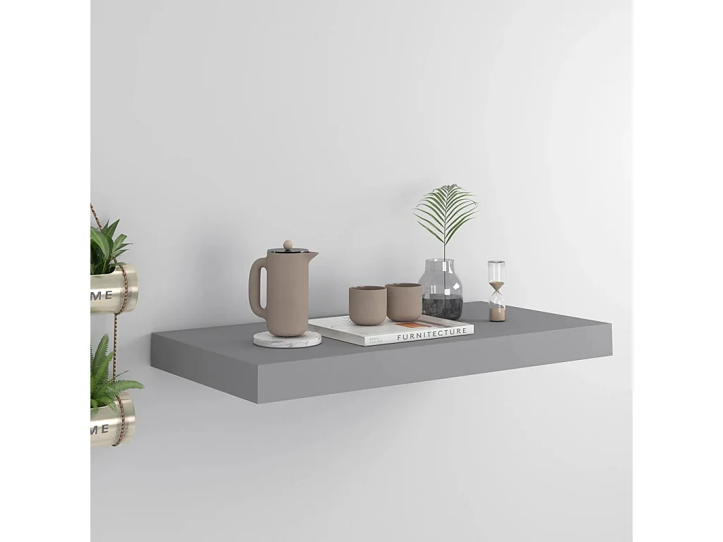 Étagère murale murale gris 50x23x3,8 cm MDF OFR60056 BonneVie Meuble
