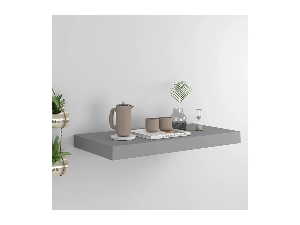 Étagère murale murale gris 50x23x3,8 cm MDF OFR60056 BonneVie Meuble
