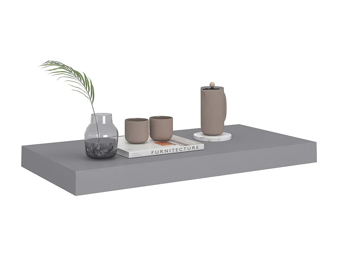 Étagère murale murale gris 50x23x3,8 cm MDF OFR60056 BonneVie Meuble