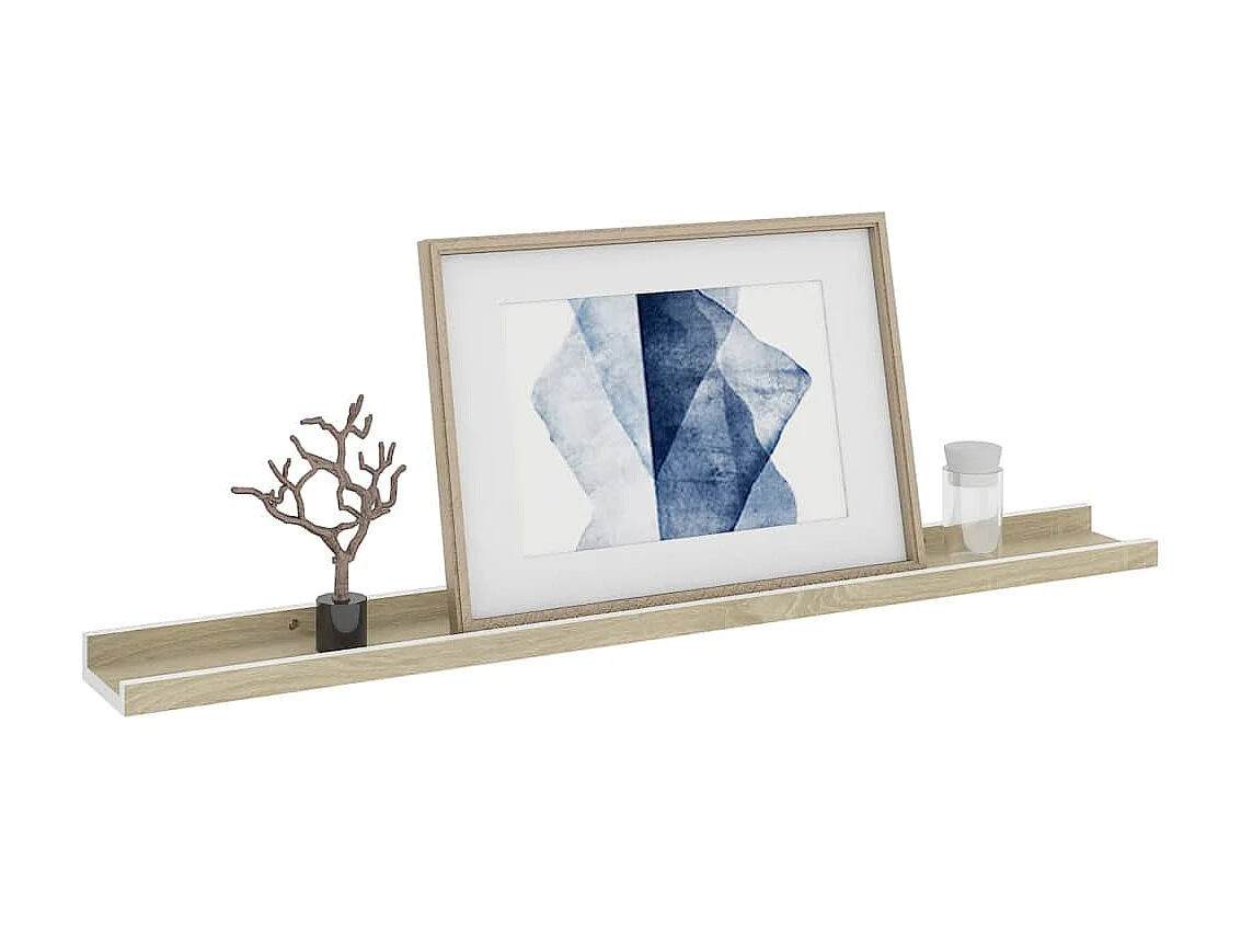 Étagères murales 2 pcs blanc et chêne sonoma 80x9x3 cm OFR97764 BonneVie Meuble