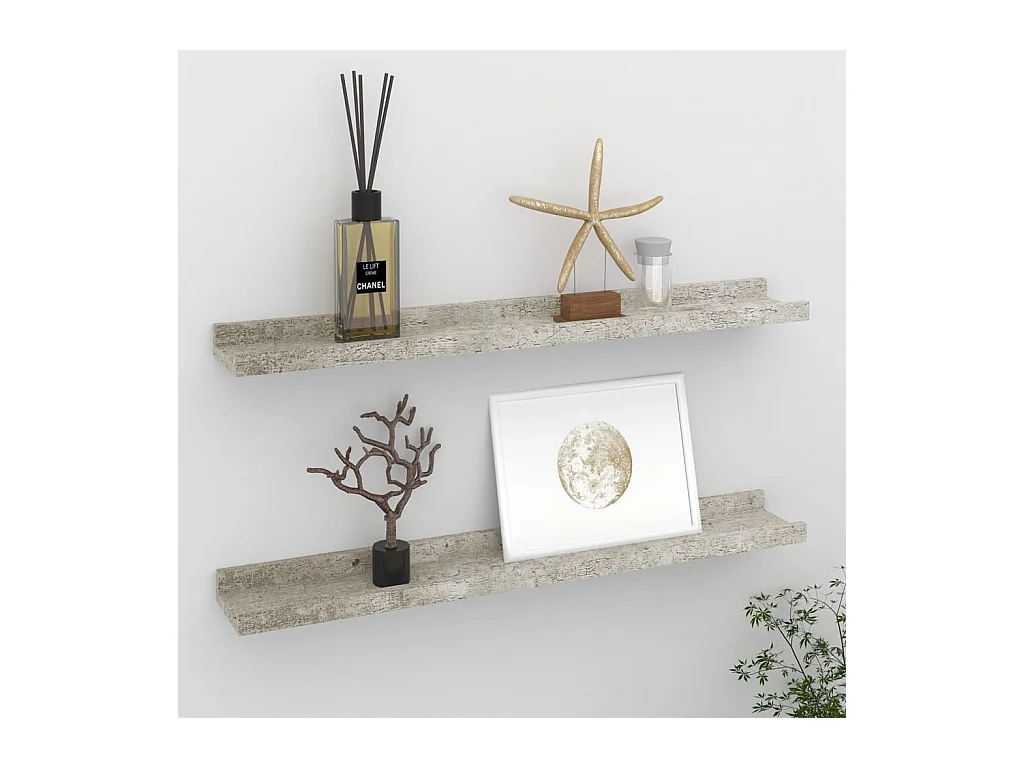 Étagères murales 2 pcs Gris béton 60x9x3 cm OFR70707 BonneVie Meuble