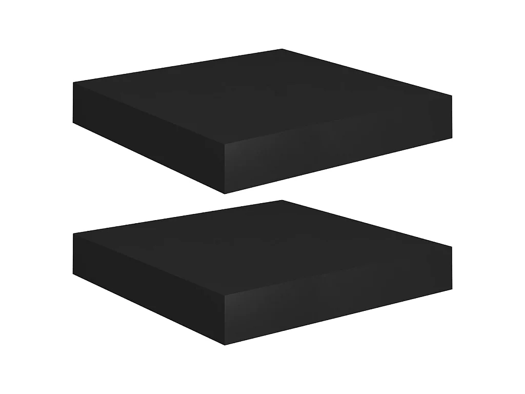 Estante de pared pared 2 uds MDF negro 23x23,5x3,8 cm ES76459