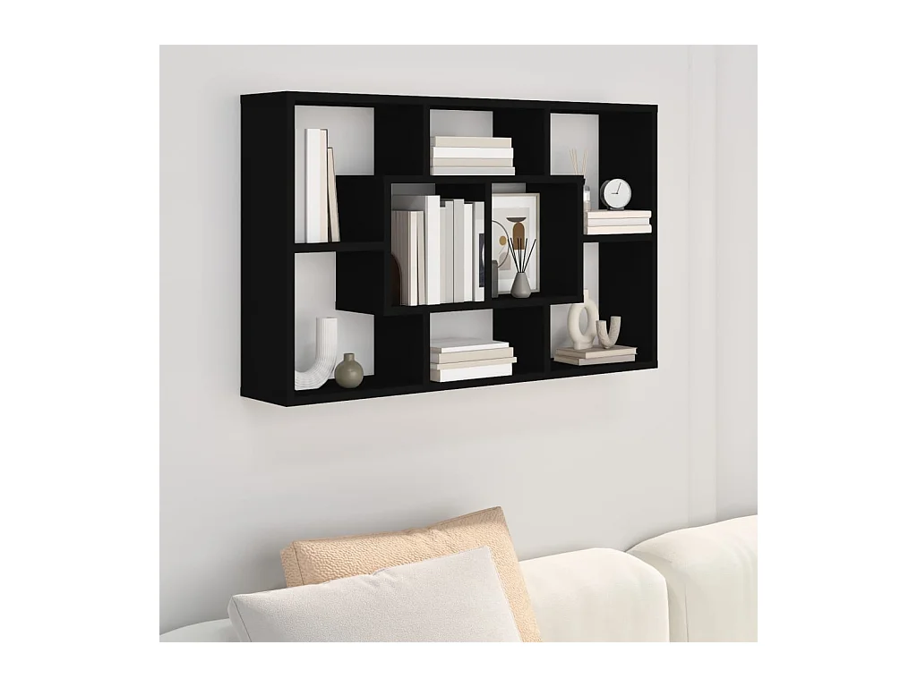 Étagère murale noir 85x16x52,5 cm bois d'ingénierie SDD99864 BonneVie Meuble