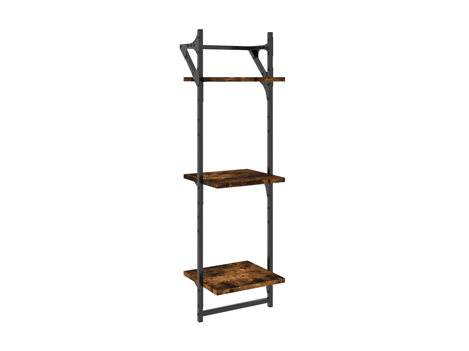 Wandschappen 3-laags stangen 2 st 30x25x100 cm gerookt eiken NL224642