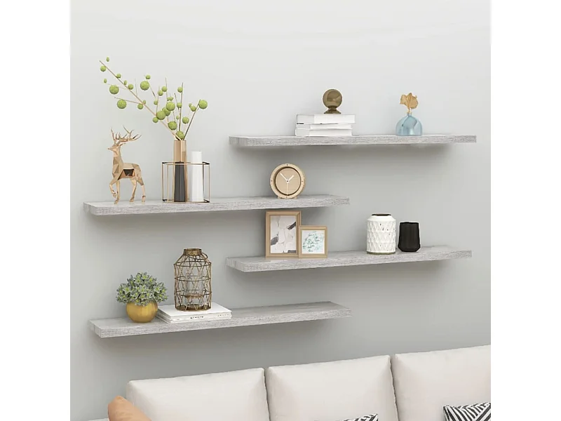 Prateleiras de parede 4 pcs 120x23,5x3,8cm MDF cinzento-cimento PT920293