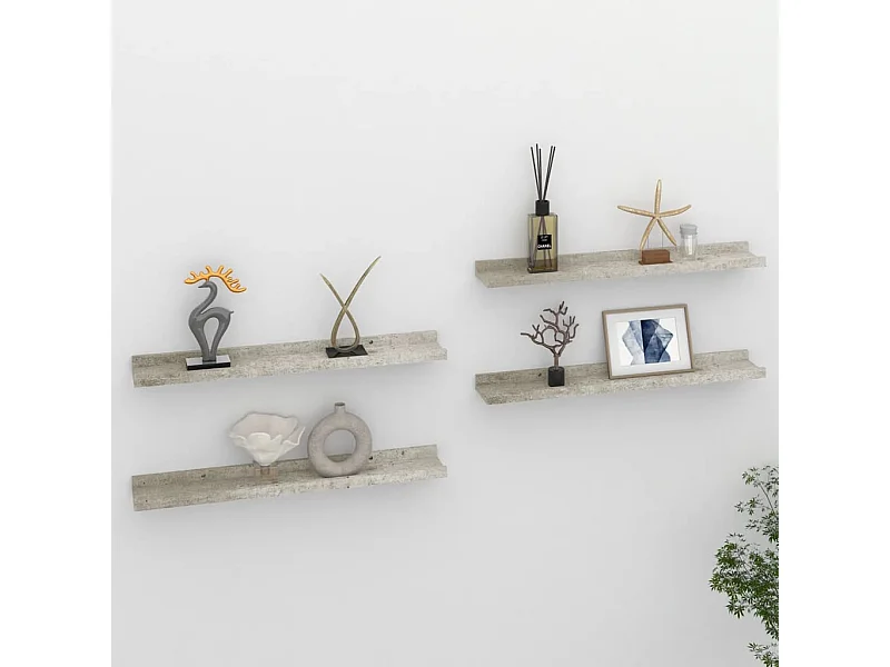 Étagères murales 4 pcs Gris béton 60x9x3 cm OFR75089 BonneVie Meuble