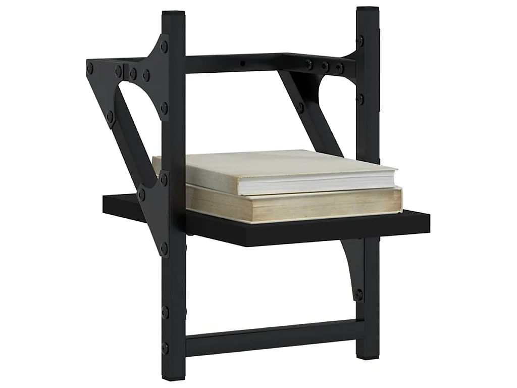 Étagères murales avec barres 2 pcs noir 20x25x30 cm OFR24688 BonneVie Meuble