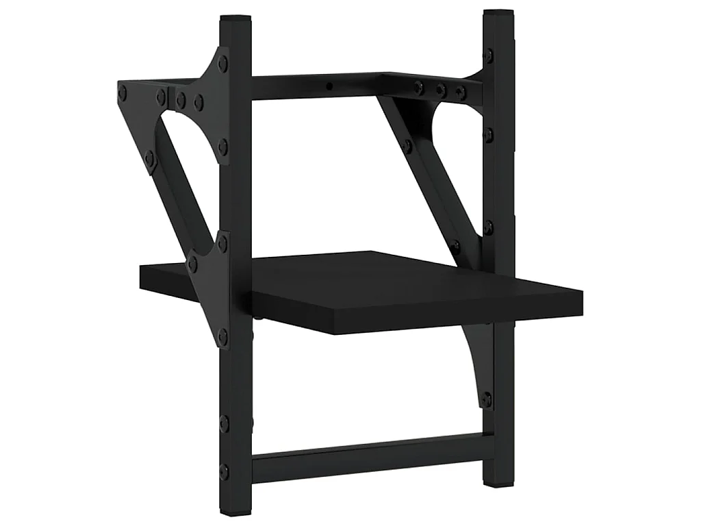 Étagères murales avec barres 2 pcs noir 20x25x30 cm OFR24688 BonneVie Meuble