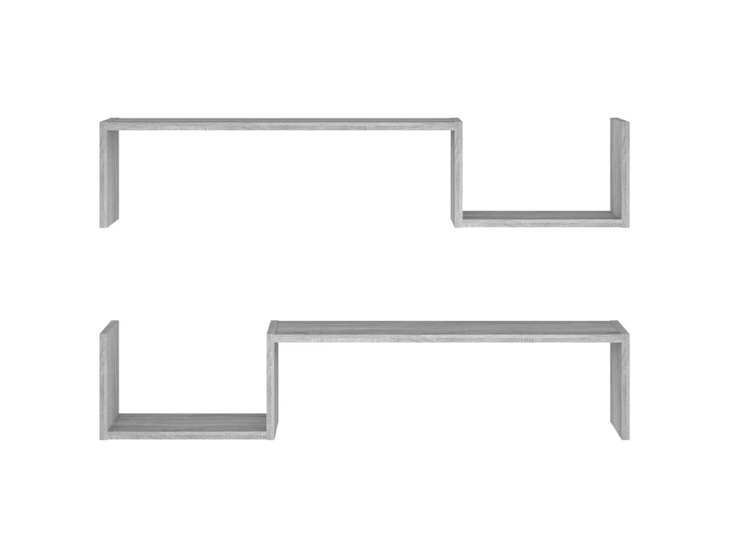 Étagères murales 2pcs Sonoma gris 100x15x20cm Bois d’ingénierie OFR18705 BonneVie Meuble