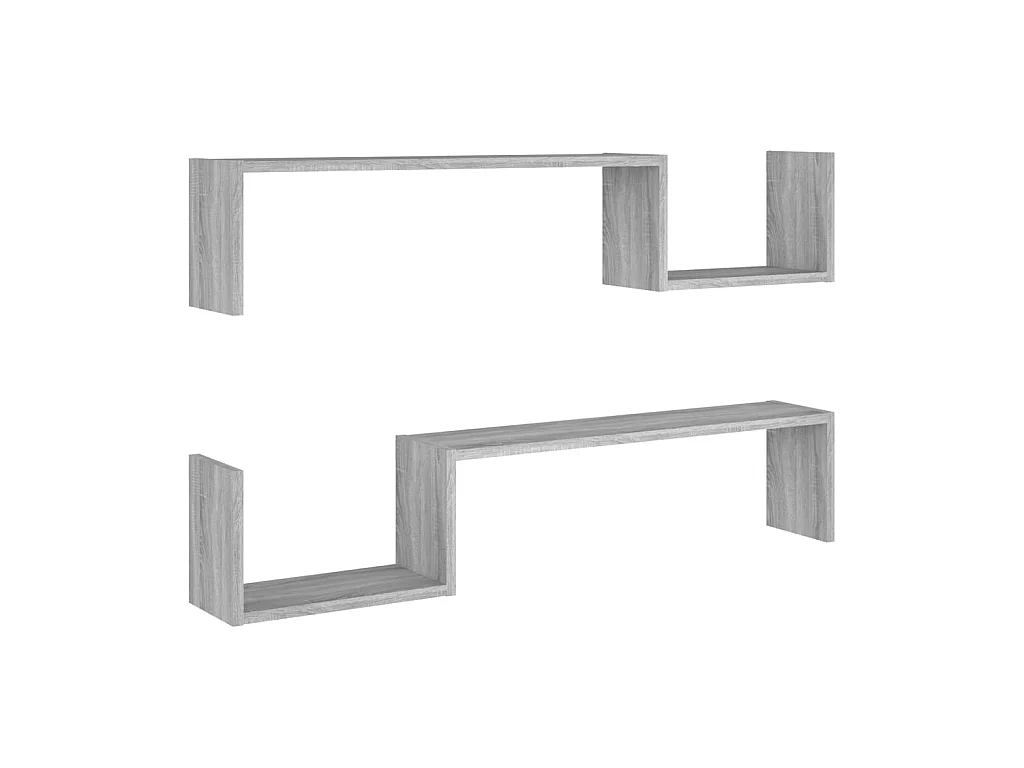 Étagères murales 2pcs Sonoma gris 100x15x20cm Bois d’ingénierie OFR18705 BonneVie Meuble