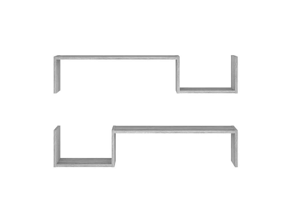 Étagères murales 2pcs Sonoma gris 100x15x20cm Bois d’ingénierie OFR18705 BonneVie Meuble