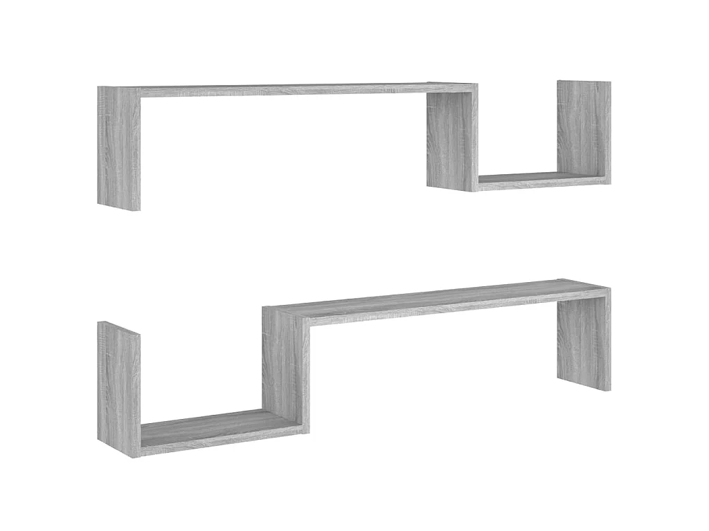 Étagères murales 2pcs Sonoma gris 100x15x20cm Bois d’ingénierie OFR18705 BonneVie Meuble