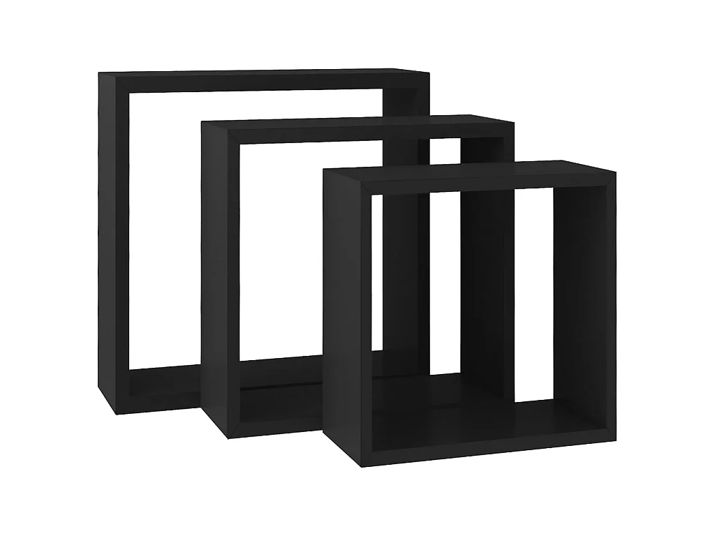 Étagères murales sous forme de cube 3 pcs Noir MDF OFR52561 BonneVie Meuble