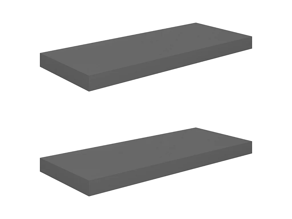 Étagère murale murale 2 pcs Gris brillant 60x23,5x3,8 cm MDF OFR80493 BonneVie Meuble