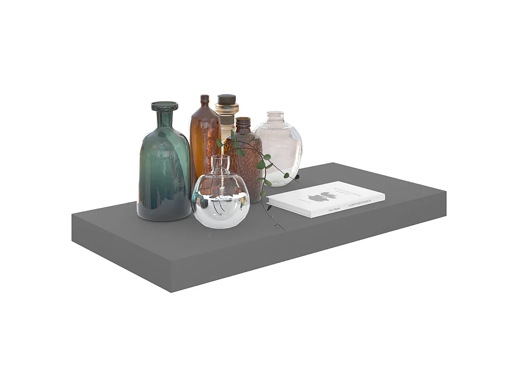 Étagère murale murale Gris brillant 50x23x3,8 cm MDF OFR76126 BonneVie Meuble